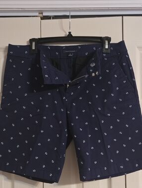 Tommy Hilfiger Navy Blue Anchor-Print Chino Shorts